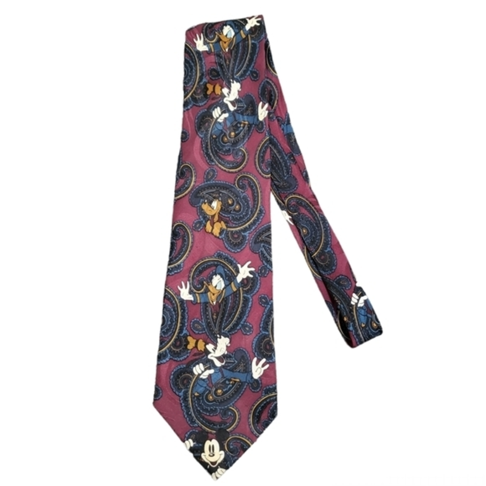 Vintage Disney Mickey Mouse, Goofy, Donald Duck and Pluto Men's Paisley Tie